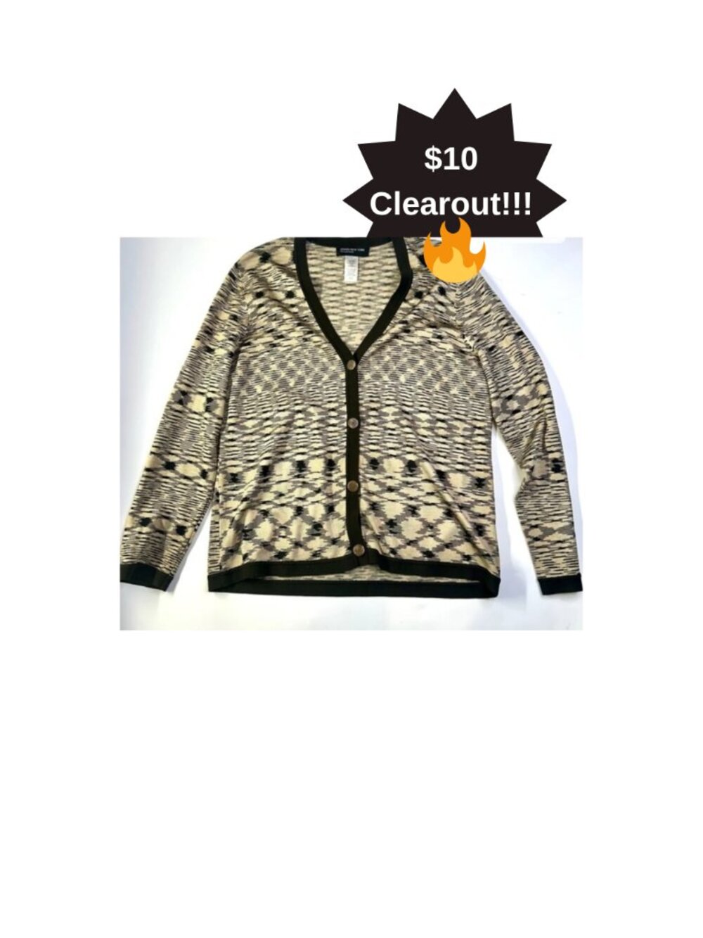🔥🔥🔥 $10 CLEAROUT Office Chic Black and Cream Cardigan Jones L FINAL SALE!!